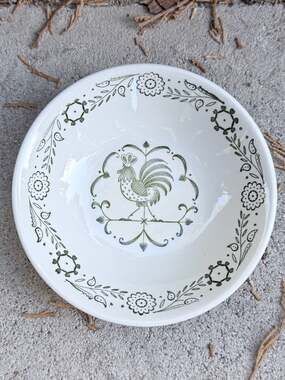 Scio Provincial Green Rooster Weathervane 6 In Bowl